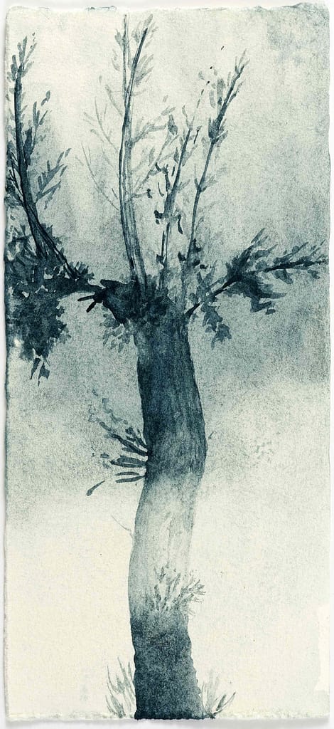 Study for Station II, 2012 Woad on paper 9 1/4 x 4 1/4 in. (23.5 x 10.7 cm.)