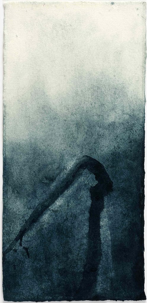 Station Study XI, 2012 Woad on paper 9 1/4 x 4 3/8 in. (23.5 x 11 cm.)