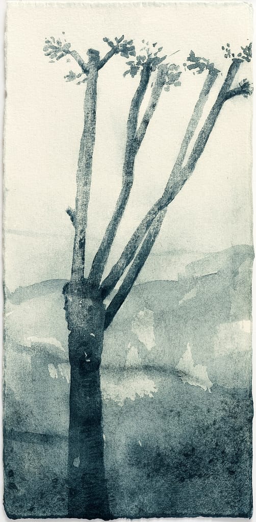 Station Study X, 2012 Woad on paper 9 1/4 x 4 3/8 in. (23.5 x 11.3 cm.)